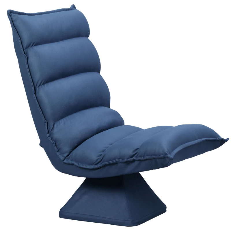 HOMCOM Fauteuil de sol paresseux pivotant 360° avec dossier inclinable design capitonné 62 x 70 x 95 cm bleu