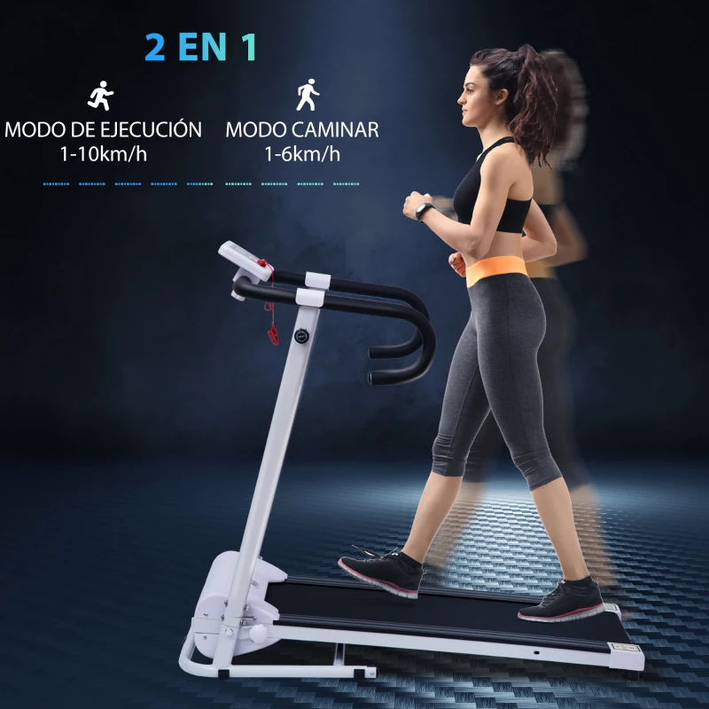 HOMCOM Cinta de Andar Plegable Cinta de Correr Eléctrica Velocidad de 1-10km/h con Pantalla LCD y Carga Máx. 110 kg para Fitness Hogar Oficina 125x61x118 cm Blanco y Negro