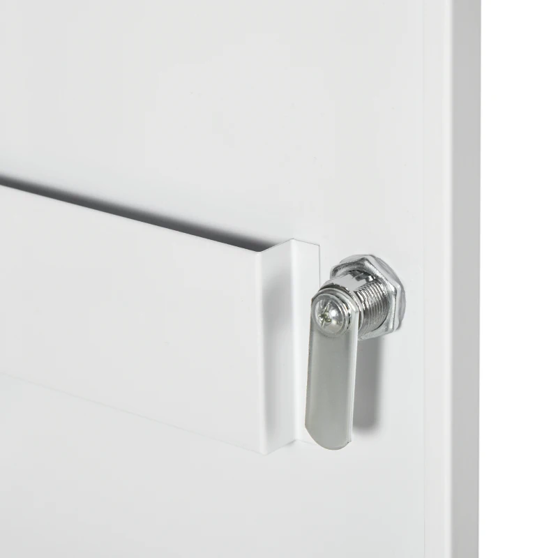 kleankin Armadietto Medicinali a Parete con 2 Ripiani e 2 Chiavi, in Acciaio, 40x15x53.5 cm, Bianco