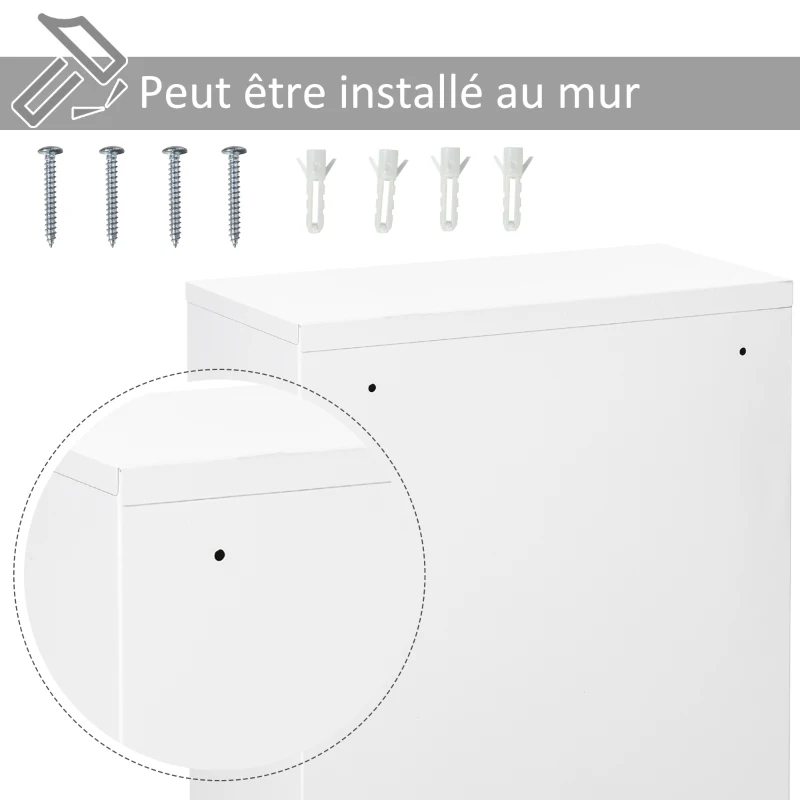 kleankin Armoire à Pharmacie 2 étagères 3 Niveaux verrouillable dim. 40L x 18l x 60H cm 2 clés métal Blanc