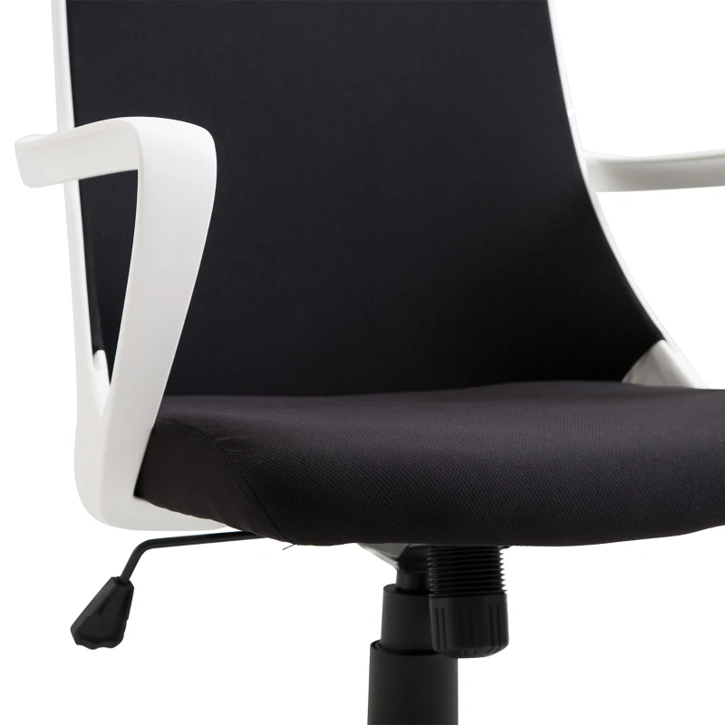 HOMCOM Fauteuil chaise de bureau ergonomique grand confort pivotant 360° hauteur réglable textilène noir blanc