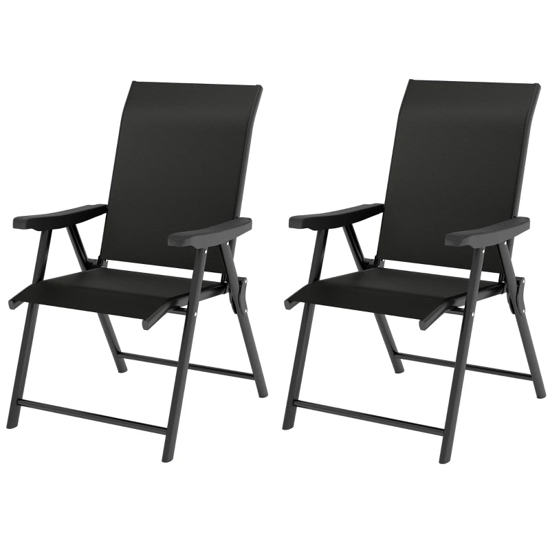 Outsunny Set of Two Folding Outdoor Chairs - Black