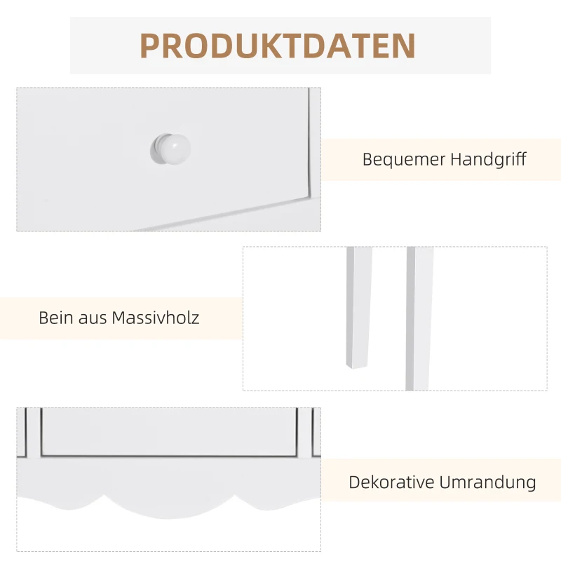 HOMCOM Konsolentisch, Beistelltisch, Dekotisch, Konsole Schubladentisch, MDF, Weiß, 100 x 32 x 85 cm