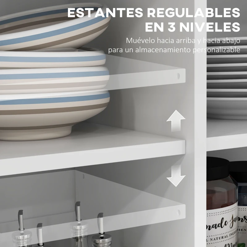 HOMCOM Isla de Cocina Carro de Cocina con Encimera de Madera Plegable 2 Puertas 2 Cajones Estante Ajustable y 4 Ruedas 105x60x90,5 cm Blanco