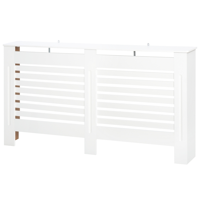 HOMCOM Radiator Cover, Modern MDF White Painted Cabinet with Horizontal Slats for Living Room, Bedroom, 172L x 19W x 81H cm