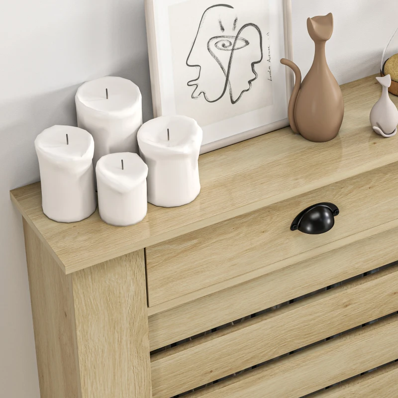 HOMCOM Cubre Radiadores de MDF con Cajón Cubierta para Radiador para Salón Dormitorio Pasillo 78x19x95,5 cm Roble(m-9)