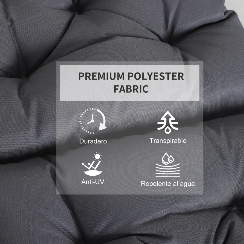 Outsunny Conjunto de 2 Cojines para Silla 50x98x8 cm con Respaldo 6 Cordones de Fijación para Jardín Terraza Balcón Gris Oscuro
