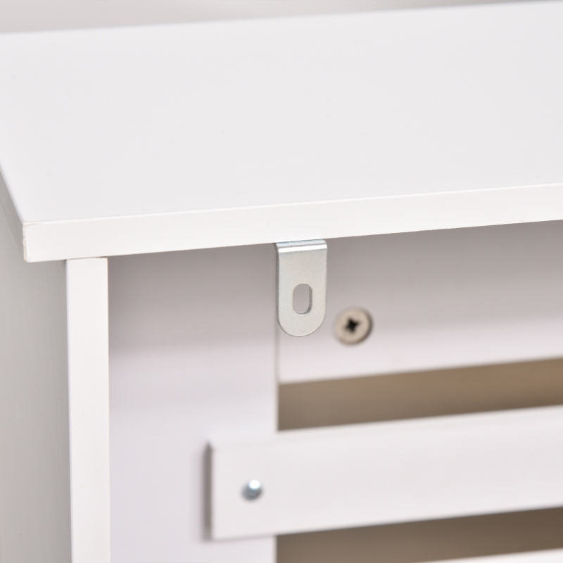 HOMCOM Cache-radiateur couverture radiateur Design à Lattes Panneau Cabinet dim. 112L x 19l x 81H cm MDF Blanc