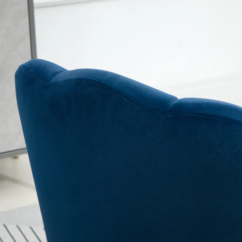 HOMCOM Poltrona in Velluto Imbottita con Schienale a Conchiglia per Camera e Salotto, 63x65x84cm