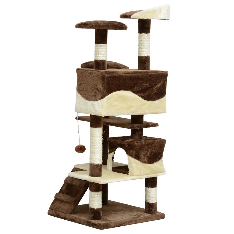 PawHut Arbre à Chats Multi-Equipements Marron 50 x 50 x 132 cm