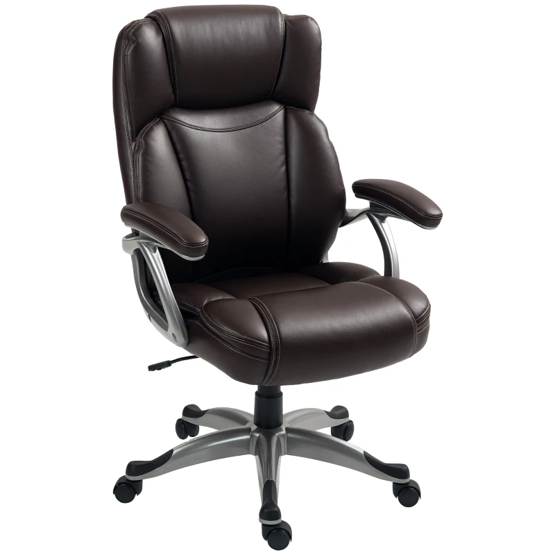 HOMCOM 49.5-59cm Faux Leather Office Chair - Brown