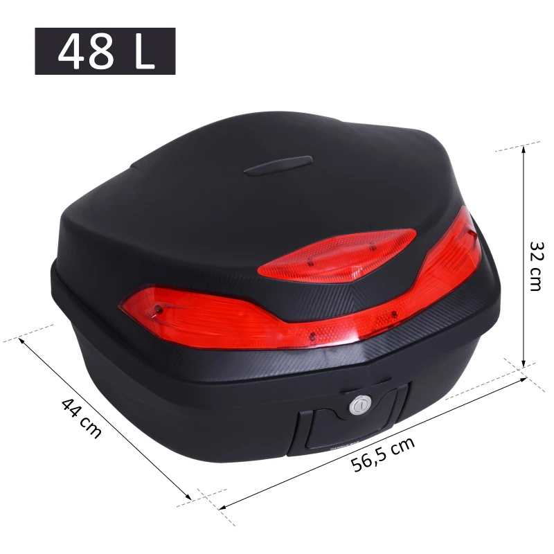 HOMCOM Baúl Moto Universal 48L + Llaves y Accesorios Equipaje Caja de Moto Topcase Casco para Motocicleta Ciclomotores Scooter