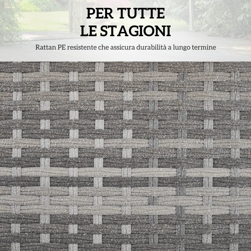 Outsunny Baule da Giardino in Rattan PE con Rivestimento Interno in Tessuto Impermeabile, 76x45x48 cm, Grigio