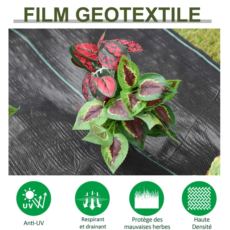 Outsunny Lot de 2 toiles de paillage - Toile anti mauvaises herbes - toile de paillage anti mauvaises herbes 100 g/m²
