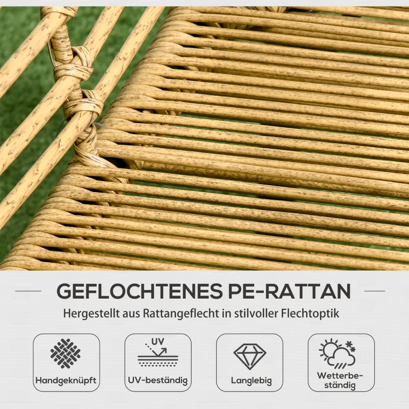 Outsunny Gartenmöbel-Set für 4 Personen, Rattan Sitzgarnitur mit Kissen, Balkonmöbel im Boho-Stil, Sand+Dunkelgrau