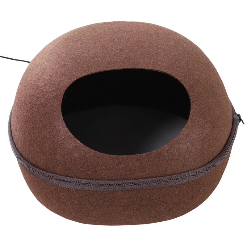 PawHut Cueva Gato Cama para Gato de Forma de Cáscara Semi-Cerrado Casa para Gatos Interior Desmontable Fieltro 47x38x24cm