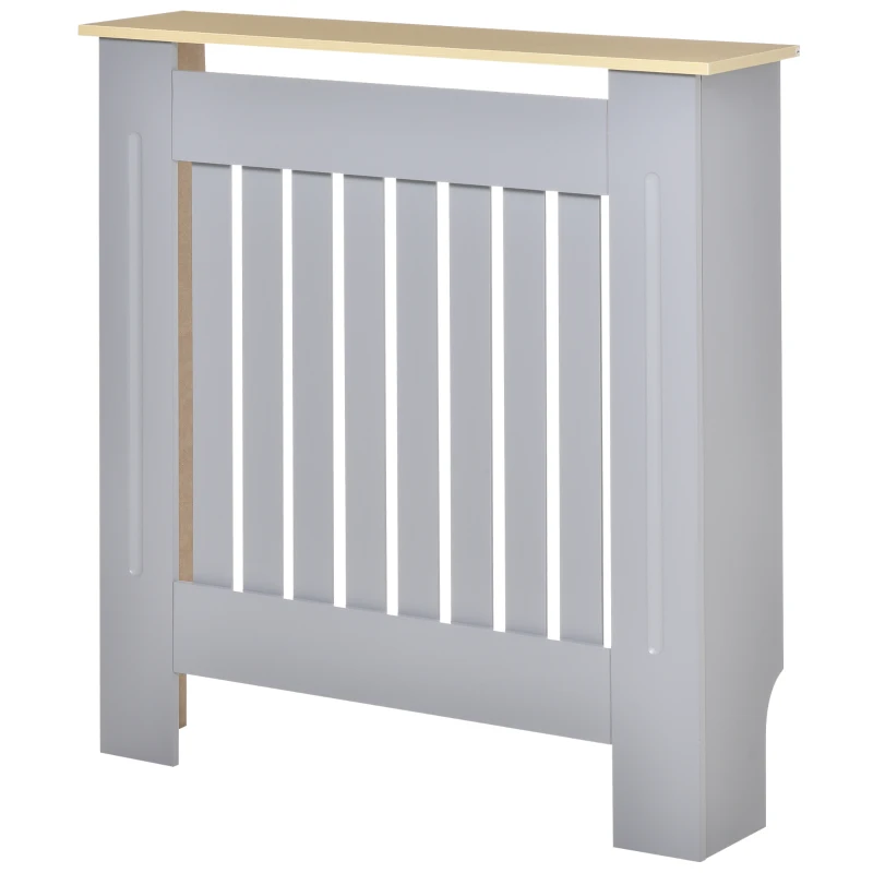 HOMCOM Mobile Copricalorifero in MDF e Legno Truciolare, Design a Doghe con Mensola Superiore, 78x19x83cm, Grigio