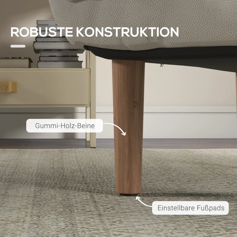 HOMCOM 2-in-1 Verstellbarer Loungesessel, Bodensessel mit Kissen, Polstersessel, für Wohnzimmer, Schlafzimmer, Cremeweiß