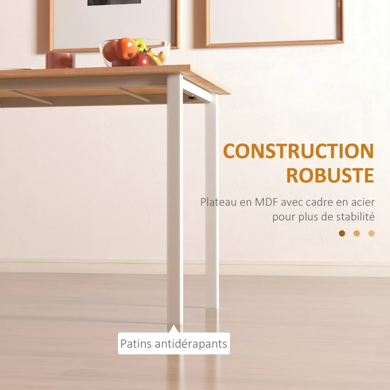 HOMCOM Table à manger extensible table de cuisine design moderne avec grand plateau 6 personnes cadre en acier marronfoncé