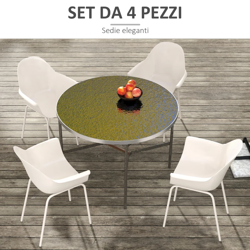 Outsunny Set 4 Sedie in Plastica con Piedini Antiscivolo, 59x55x84 cm, Grigio