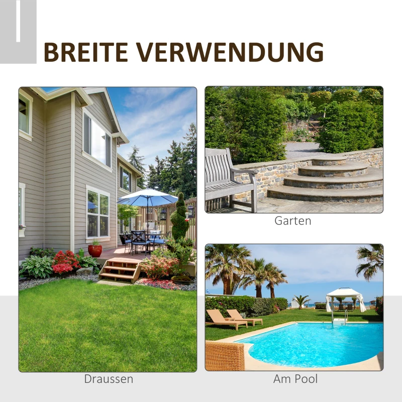 Outsunny Klapptisch Garten Beistelltisch Terrassentisch aus Pappelholz  Gartentisch mit Ø38mm Sonnenschirmhalter Gartenmöbel Wetterfest Outdoor 70 x 70 x 70 cm