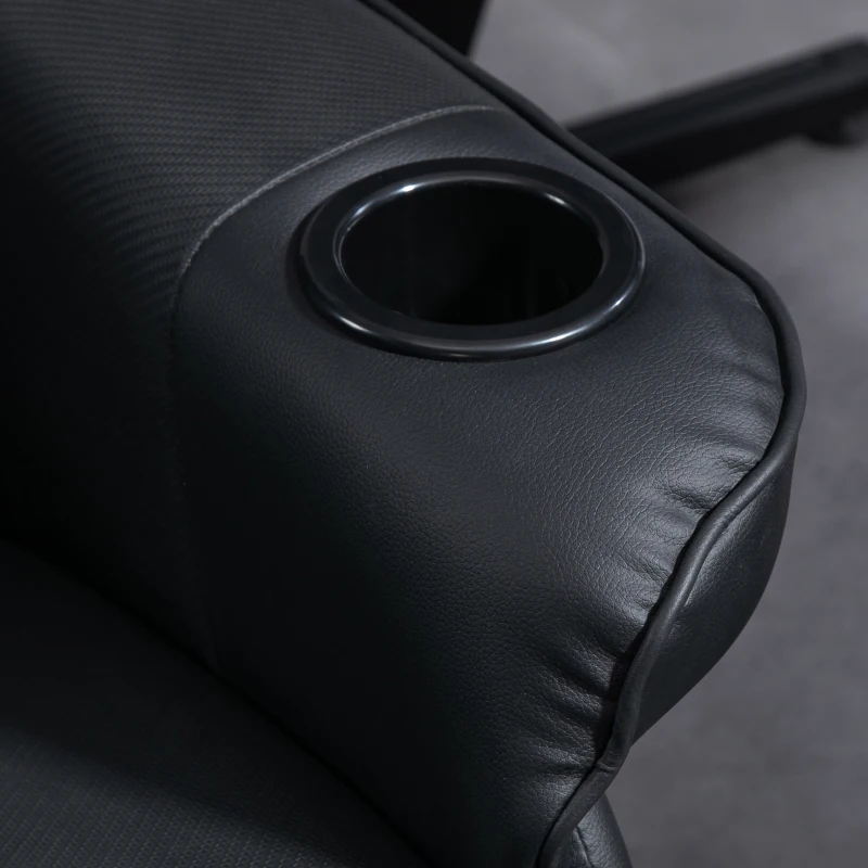 HOMCOM Gamingsessel, Massagefunktion, neigbare Lehne, Fußstütze, bis 120 kg, Stahlrahmen, Kunstleder, Schwarz(m-9)