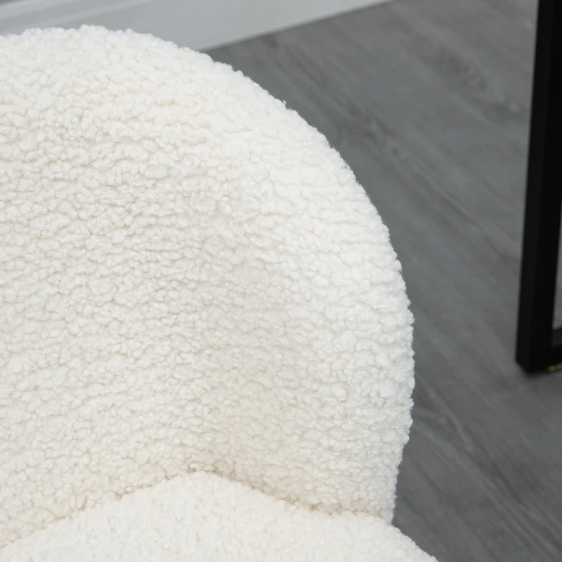 HOMCOM Chaise de bureau sans accoudoir en toison d'agneau hauteur réglable pivotant à 360 ° charge max. 120 Kg blanc