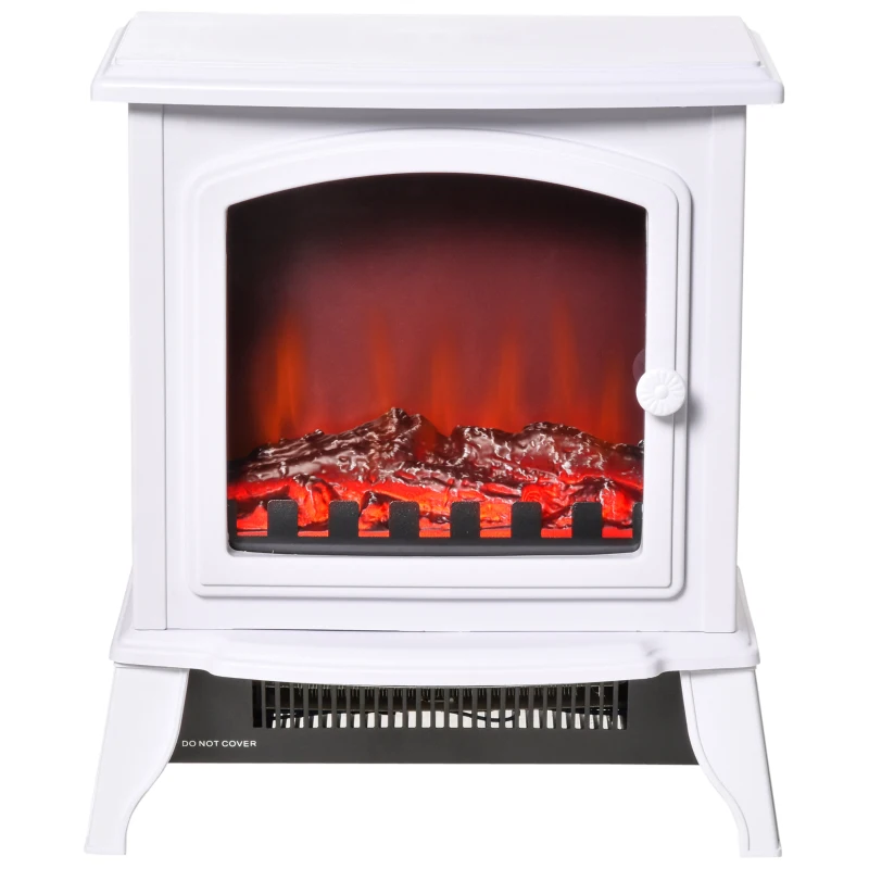 HOMCOM Chimenea decorativa con Termostato Ajustable y Protección Sobrecalentamiento para Salas 20-25 m² 36,5x24x45,5 cm Blanco