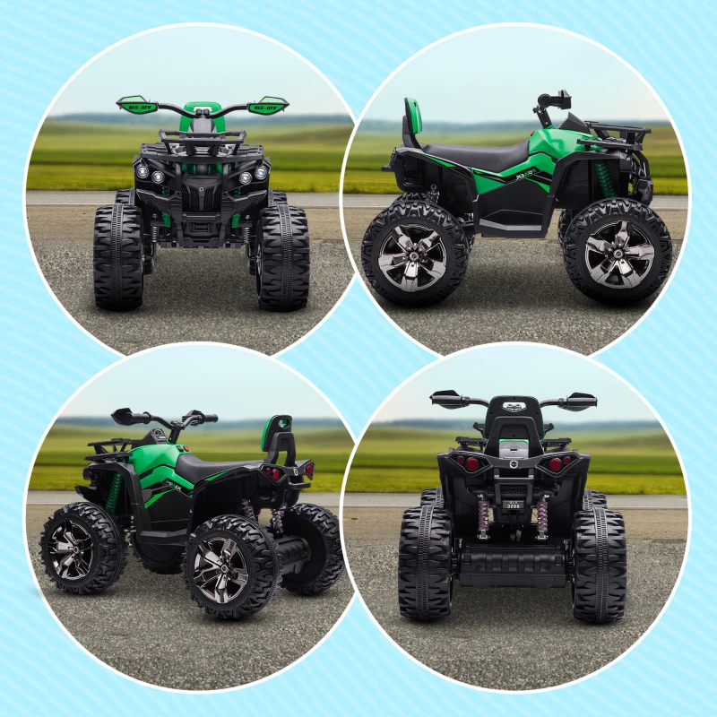 HOMCOM Elektroquad für Kinder, Licht & Musikanschluss, 3-8 km/h, für 3-5 Jahre, Grün(m-9)