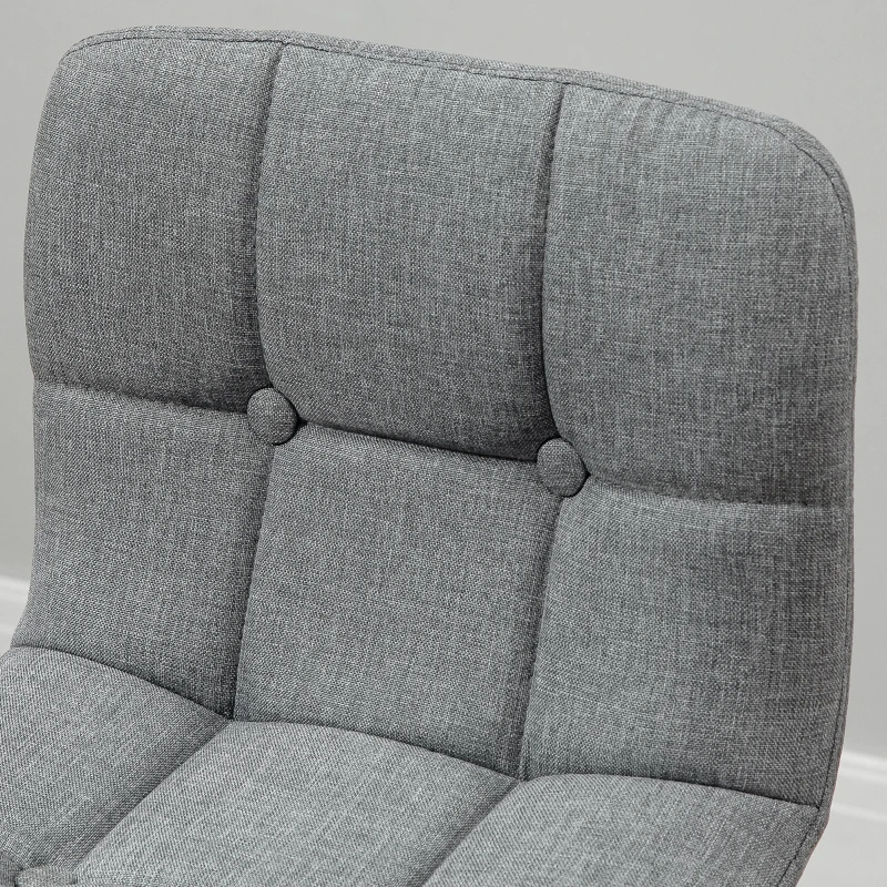 HOMCOM Set 2 Sgabelli da Bar con Schienale e Poggiapiedi, Seduta Imbottita in Tessuto e Gambe in Legno, 41.5x47x97.5, Grigio