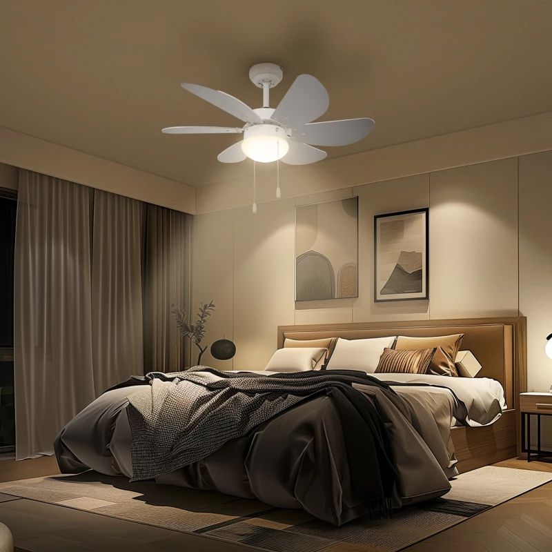 HOMCOM Ventilatore a Soffitto con Luce LED e Interruttore a Catena, in MDF e Acrilico, Ø76x41.5 cm, Grigio e Bianco