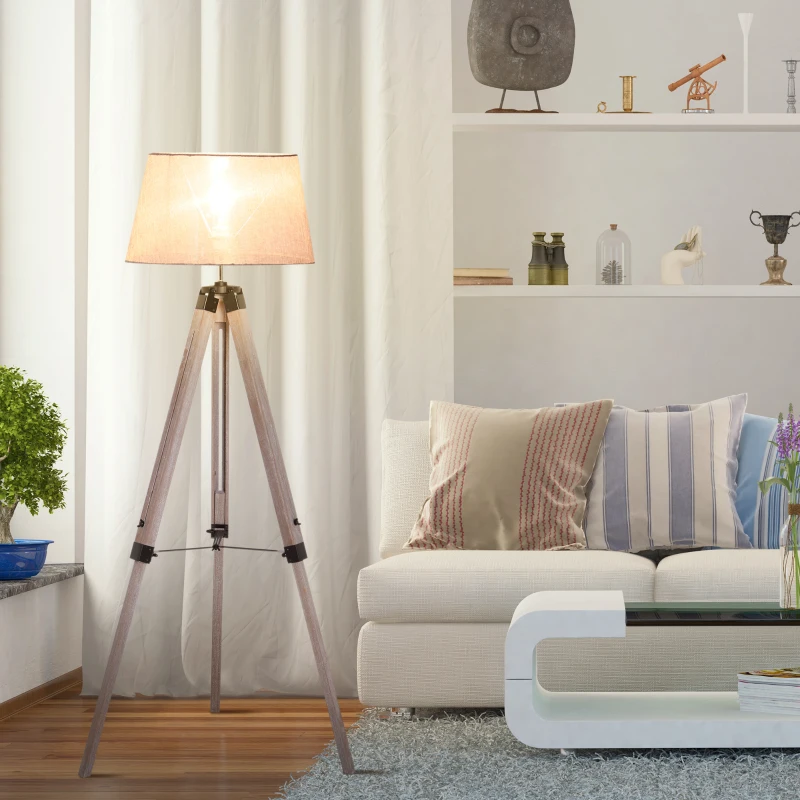 HOMCOM Stehlampe im Skandidesign,  Stehleuchte, Dreibeingestell, höhenverstellbar