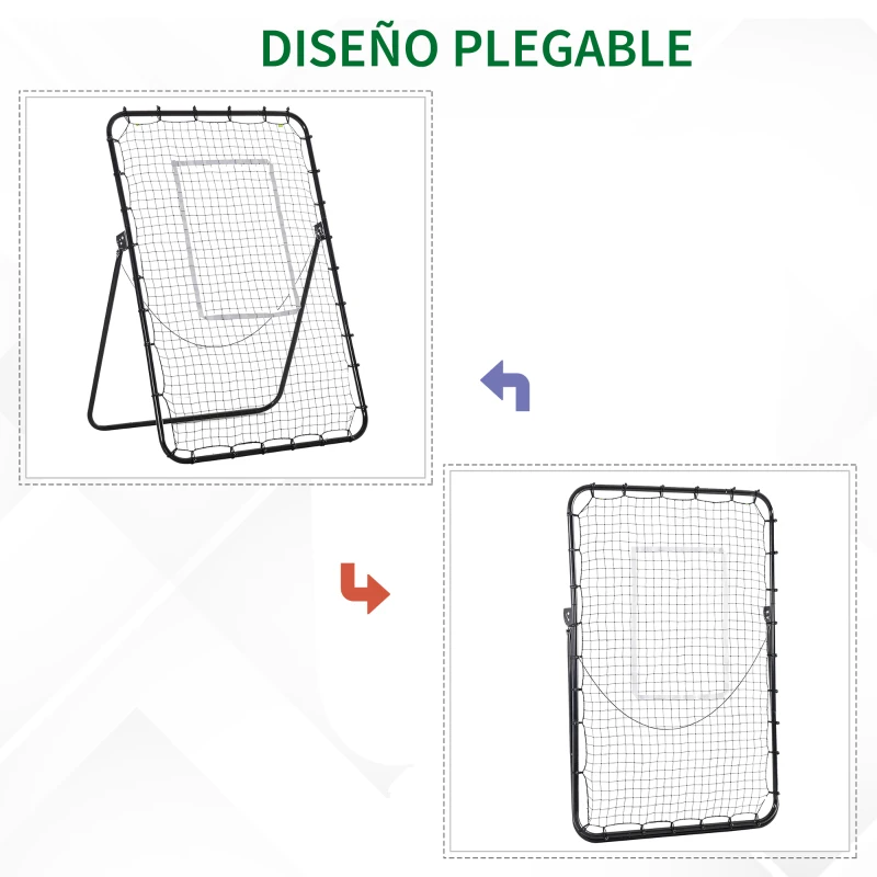 HOMCOM Red de Rebote Plegable Reboteador de Metal con 4 Ángulos y Altura Ajustables para Entrenamiento de Fútbol Tenis Béisbol Deportes 123x73x178,5 cm Negro