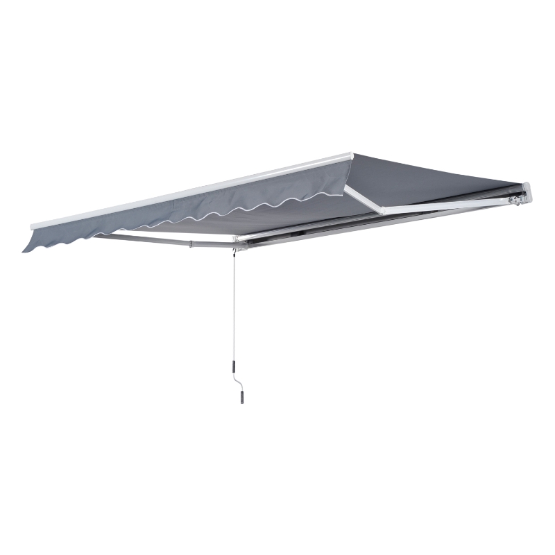 Outsunny Markise Gelenkarmmarkise Sonnenschutz mit Handkurbel 3,5 x 2,5 m Grau Alu+Polyester