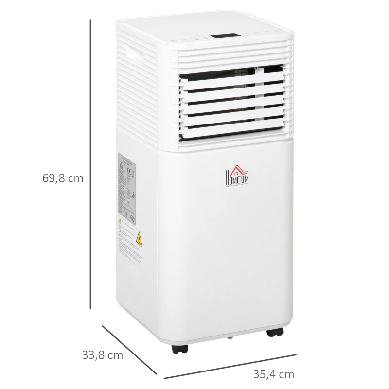 HOMCOM Climatiseur mobile 9000 BTU/H débit d'air 360 m³/h, minuterie 24H et télécommande, capacité max. de 28 m² blanc