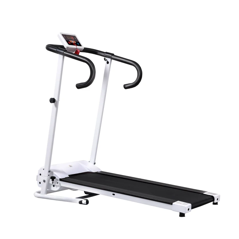 HOMCOM Tapis de course Fitness électrique pliable - 1 à 10 Km/h - écran LCD multifonctions - puissance 500 W - noir et blanc