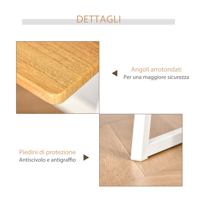 HOMCOM Scrivania per Camera e Ufficio con 3 Mensole Salvaspazio, in MDF e Metallo, Color Legno, 104x50x128cm