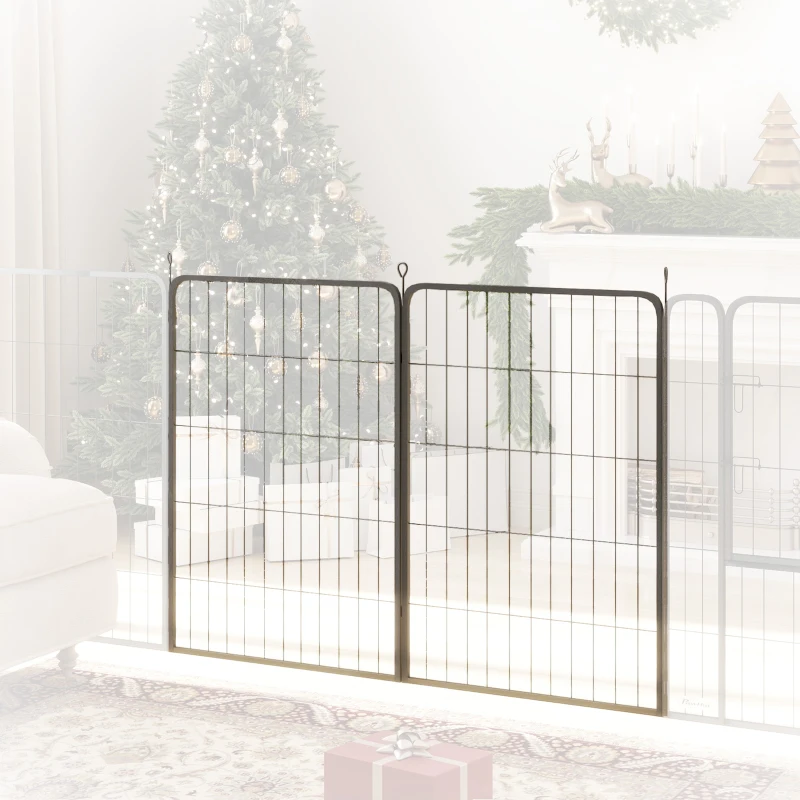 PawHut Two-Piece Dog Pen Expansion Pack for Large Dogs, 100cm Tall Animal Pen with Three Connecting Stakes