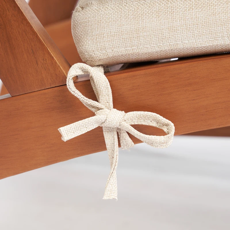 Outsunny Fauteuils de jardin - chaises relax avec repose-pieds lot de 2 - ensemble de 4 pièces bois d'acacia avec coussins crème