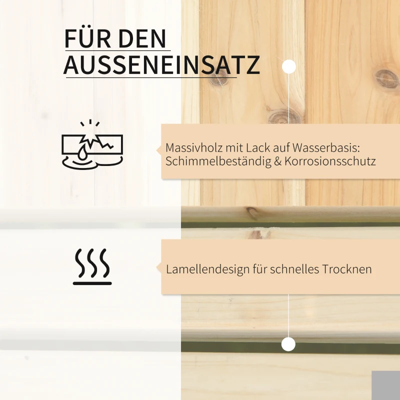 Outsunny  Hochbeet Gartenbank mit 2 Pflanzkasten Holz Sitzbank mit Blumenkasten Garten Holzbank Parkbank Natur 176 x 38 x 40 cm