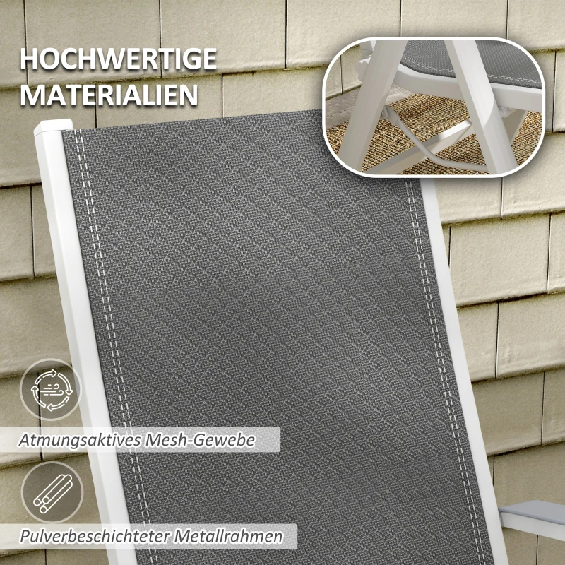 Outsunny Gartensessel Outdoor-Loungesessel Gartenliege, wetterbeständig, 62cm x 96cm x 108cm, Grau + Weiß