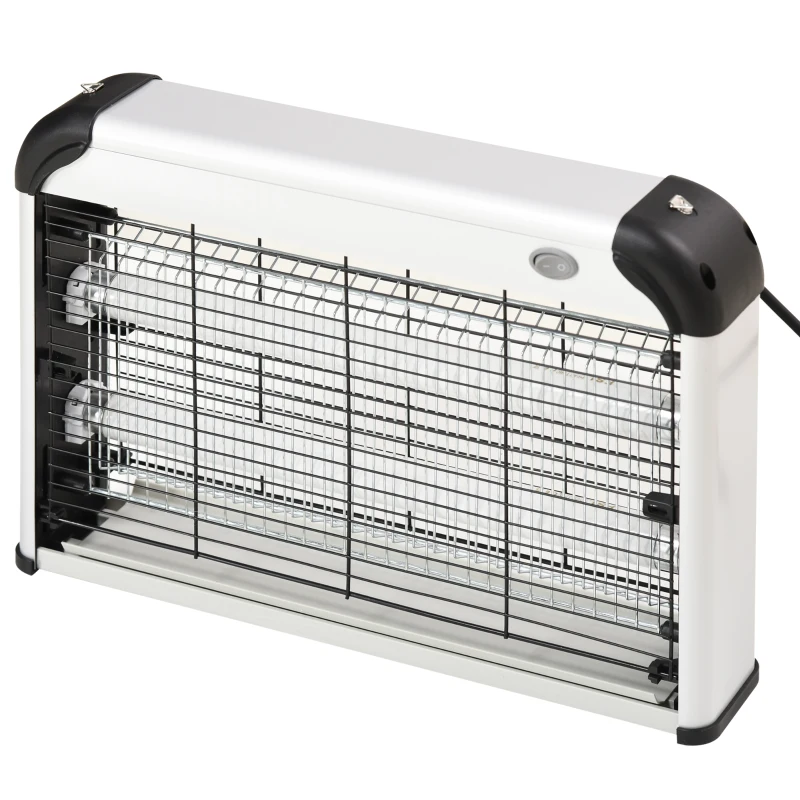 Outsunny Electric Fly Zapper, 20W Electric Fly Killer, Wall Hanging Bug Zapper Indoor & Outdoor Attracting Insect Mosquito Killer, Silver Tone