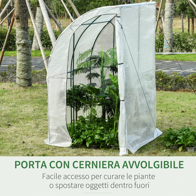 Outsunny Serra da Giardino con Copertura in PE anti UV, Serra per Piante e Fiori Compatta con Porta Avvolgibile, 143x118x212cm