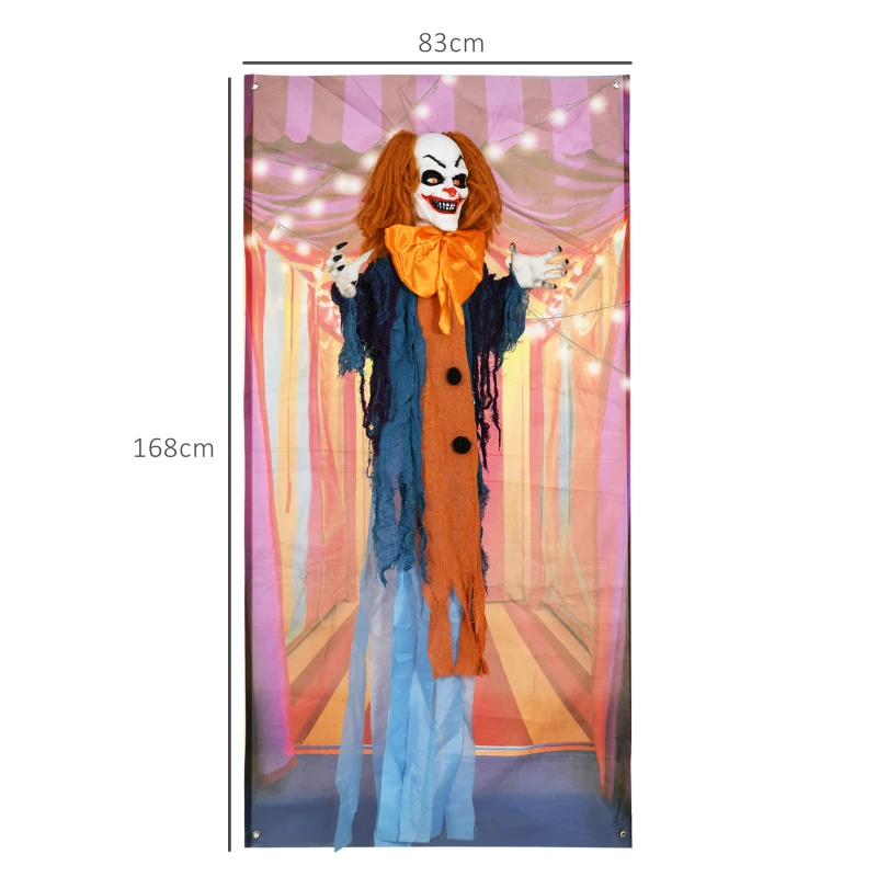 HOMCOM Horrorclown, Helloweendeko, aktiviert mit Geräusche/Berührung, rote Augen, Sound, 168 cm(m-3)
