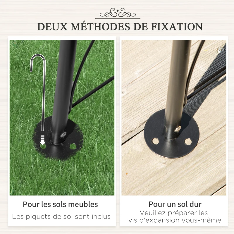 Outsunny Arche de Jardin arche à rosiers treillis plantes grimpantes style Fer forgé dim. 114L x 30l x 230H cm métal époxy Noir