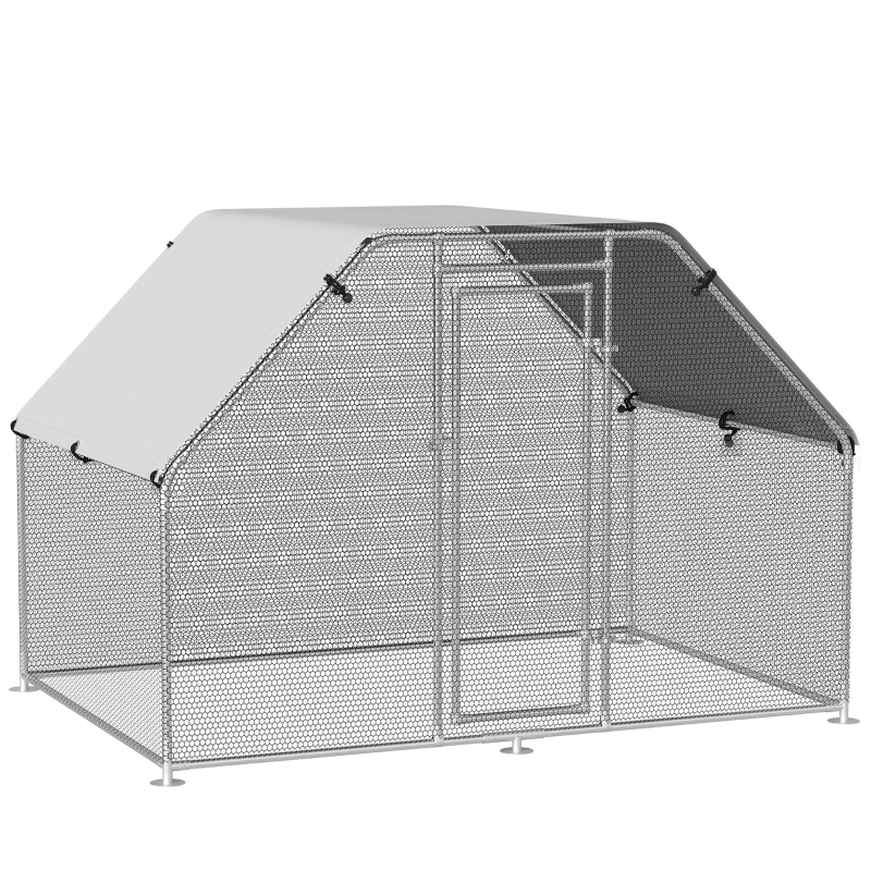 PortoAlegre Poulailler en métal - 218 x 101 x 101 cm - Grand enclos pour poulailler - Volière avec 4 portes et fenêtre - Housse imperméable et résistante aux UV - Pour volailles, lapins