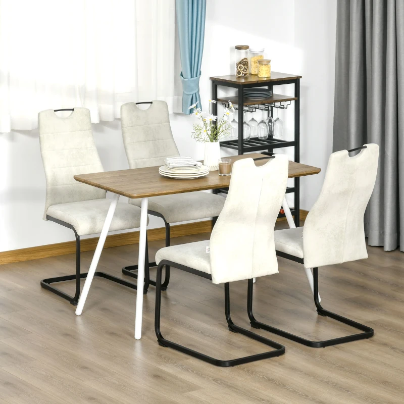 HOMCOM  4er-Set  Esszimmerstühle, Freischwinger, ergonomische Form, Beige 44 cm x 58 cm x 99 cm, Beige