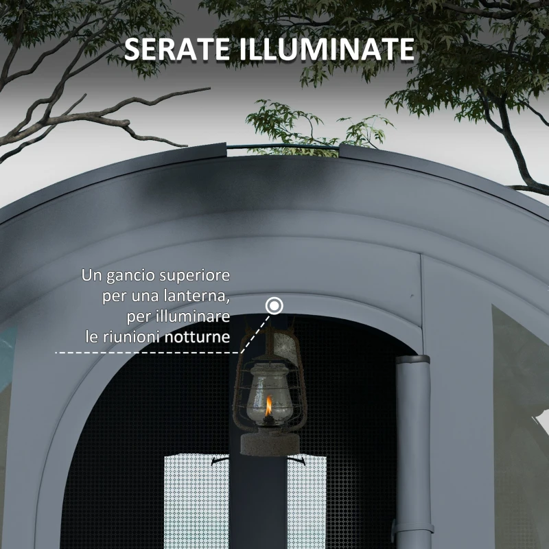 Outsunny Tenda da Campeggio 3 Posti Impermeabile con Zona Notte e Giorno, in Poliestere, 480x260x200 cm, Grigio e Blu