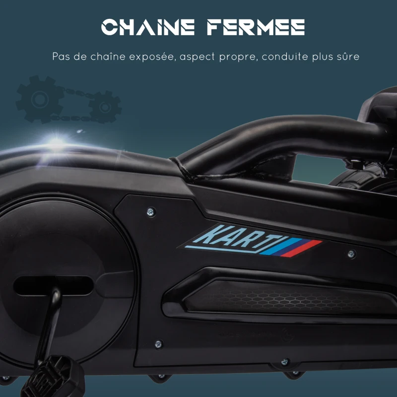 HOMCOM Kart à pédales pour enfants avec siège ajustable 4 positions et roues en EVA 100 x 58 x 58,5 cm noir(m-8)