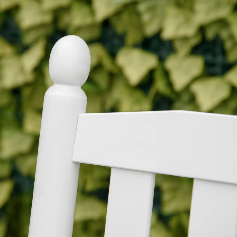 Outsunny Banco Balancín de Madera con Reposabrazos y Respaldo de Listones para Jardín Terraza Carga 250 kg 125x68,5x102 cm Blanco